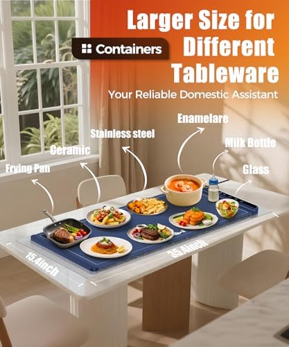Warming Mat for Food, 36x15 Inch, Dark Blue, Fast Heat, Child Lock - Image 4