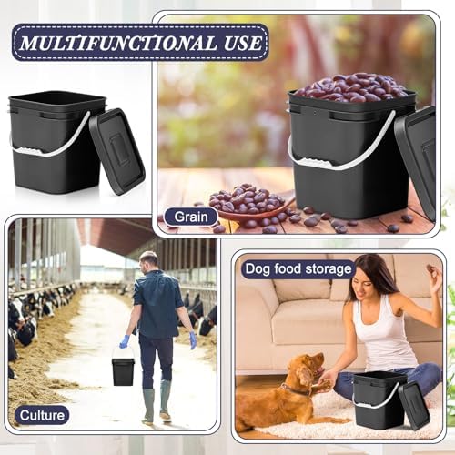 Mumufy 3 Pcs 3.5 Gallon Square Food Grade Bucket with Lid, Black - Image 5