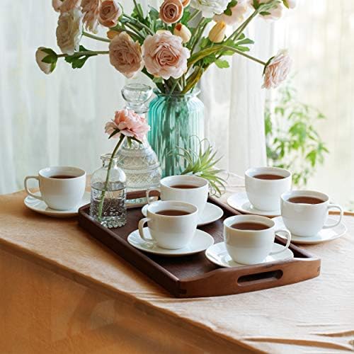 BTaT- Cappuccino Cups with Saucers 6 oz, Set of 6, White Porcelain Coffee Cup and Saucer Set for Latte, Mocha, Tea, Au Lait, Flat White, Dishwasher, Microwave, Freezer and Oven Safe - Image 7