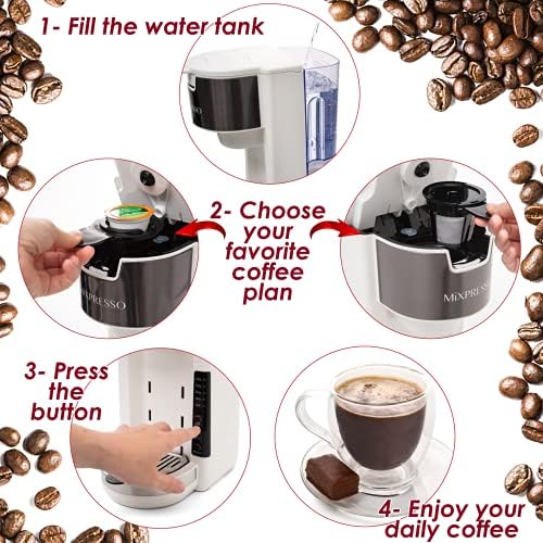 Mixpresso White Single Serve Coffee Brewer K-Cup Pods Compatible & Ground - Image 3