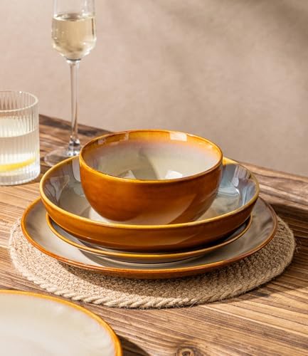LeRatio Ceramic Dinnerware Sets for 4,16Pcs Porcelain Plates and Bowls Set - Image 5