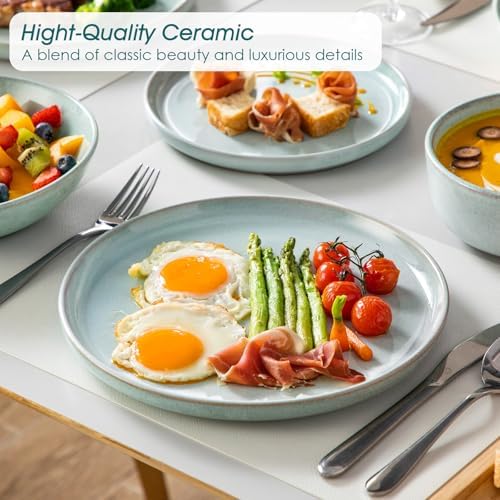 vancasso ANYA 24 Pieces Plates and Bowls Set, Mint Green Dinnerware Sets, Reactive Glaze Dishes Set for 6, Ceramic Dishware Sets Kitchen Dinner Set, Microwave & Dishwasher Safe - Image 5