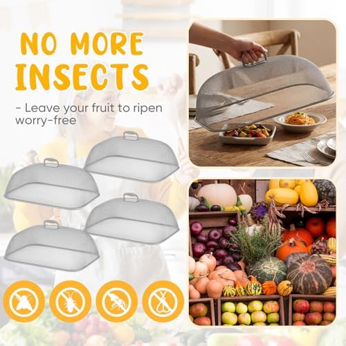 Hicarer 4 Pcs Metal Mesh Food Covers for Outdoors 18 Inch, Grey - Image 3