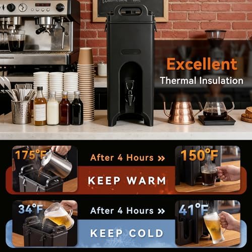 Insulated Beverage Dispenser 5 Gallon Set of 2, Food-grade LLDPE Hot and Cold Beverage Server, Thermal Drink Dispenser with Two-Stage Faucet Handle for Restaurant, Included Cup Holder - Image 4
