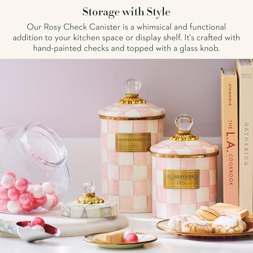 MACKENZIE-CHILDS Enamel Canister, Medium, Pink-and-White Rosy Check - Image 2