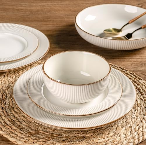 GBHOME Ceramic Dinnerware Sets of 8,36pcs Plates and Bowls Sets Dishes - Image 2