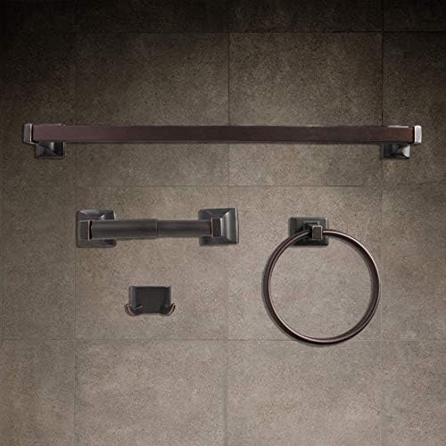 SENTO CELLAR Classic Bathroom Accessories Set, Heavy Duty Metal Bath Hardware Set Wall Mounted, Includes Robe Hook, Standard Toilet Paper Holder, Towel Ring, 24” Towel Bar (4-Piece, Oil-Rubbed Bronze) - Image 3