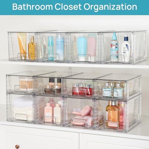 Vtopmart 4 Pack Large Stackable Storage Drawers, Clear - Image 5