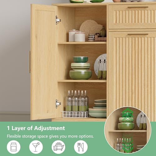 Single 13 Gallon Pull Out Trash Can Cabinet with Storage Cabinet,Natural - Image 5