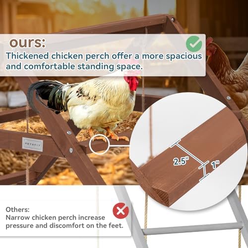 PETSFIT Roosting Bars for Coop Accessories, Chicken Perches with Swing are Perfect for 10-12 Chickens,Wooden Chicken Ladder for Pet's Healthy & Happy,Easy to Assemble&Clean - Image 2