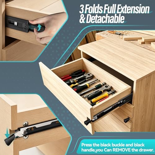 16 inch Locking Full Extension Ball Bearing Black Drawer Slides - Image 3