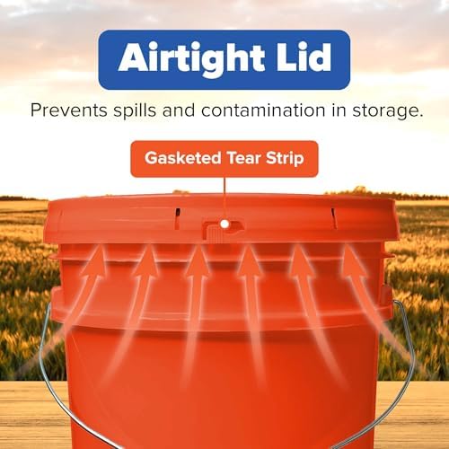 ePackageSupply 5 Gallon Bucket - Food Grade Bucket with Airtight Gasketed Tear Strip Lid, BPA-Free, Heavy-Duty 90 Mil HDPE Plastic Pail, Bulk Storage, Durable Container, Made in USA - Orange, 3 Packs - Image 6