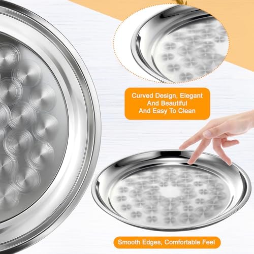 8 Pack Stainless Steel Round Silver Serving Tray Bulk, 20 Inch - Image 4