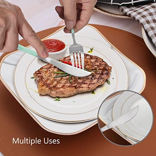 VANVRO Matte Green Silver Silverware Set, 20-Piece Stainless Steel Flatware Set, Satin Finish tableware Cutlery Set, Service for 4, Home and Restaurant, Dishwasher Safe - Image 5
