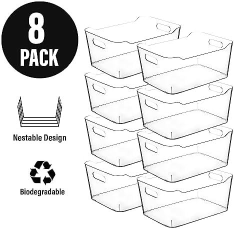 Clear Plastic Storage Bins, Small Fridge Organizer Kitchen Organizers and Storage Containers Bathroom Organization and Storage Bin for Makeup Organizer, fruits, Chips, Perfume, Skin Care, crafts - Image 6