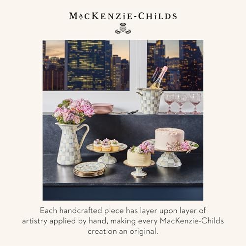 MACKENZIE-CHILDS Pedestal Platter, Mini, Gray-and-White Sterling Check - Image 6