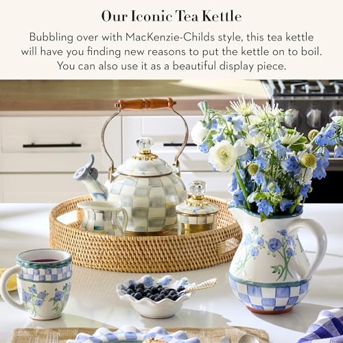 MACKENZIE-CHILDS Whistling Tea Kettle, Gray-and-White Sterling Check - Image 2