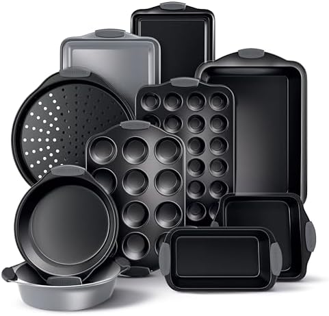Country Kitchen Nonstick Stackable Bakeware Set - Heavy Duty, Durable, Easy Release Baking Set, Grey, 10 Pcs by CountryKitchen