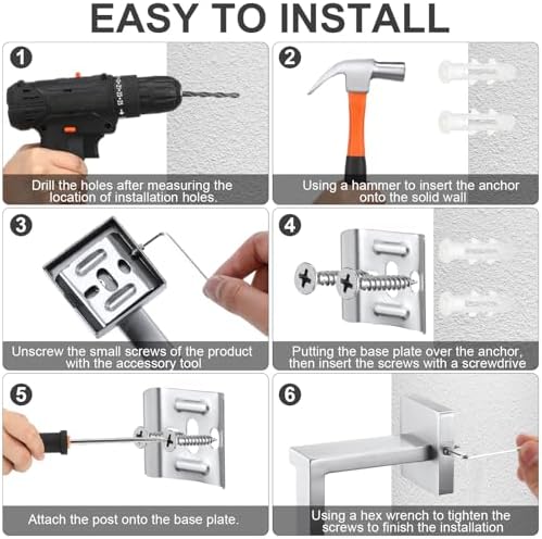 25 Pcs Silver Bathroom Hardware Accessories Bath Towel Bar Set - Image 4