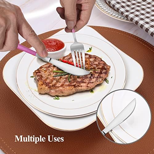 VANVRO Mirror Silver Rosy Silverware Set, 20-Piece Stainless Steel Flatware Set, Satin Finish tableware Cutlery Set, Service for 4, Home and Restaurant, Dishwasher Safe - Image 5