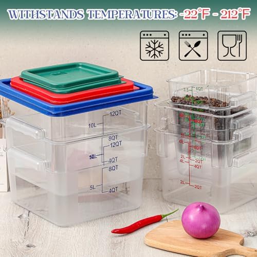 Ziliny 8 Sets 12＆6＆4 Qt Dough Proofing Container with Lid, Colorful - Image 5