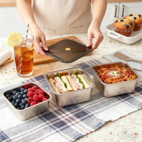 YUPER Stainless Steel Food Storage Containers, 3 Pack (40+67+88OZ) - Image 3