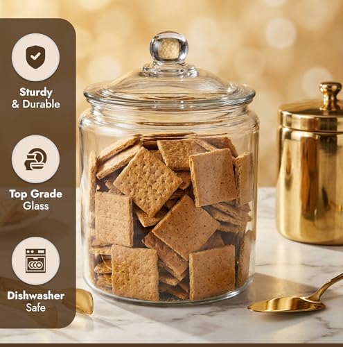 kitchentoolz 1 Gallon Glass Cookie Jar with Lid & Candy Jar | Glass Jars - Image 2