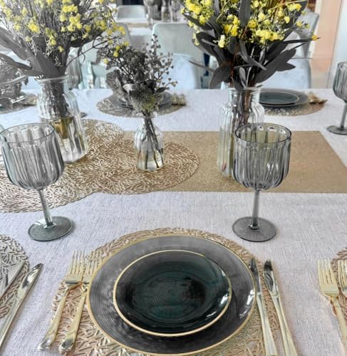 " OCCASIONS " 120 Plates Pack,(60 Guests) Premium Wedding Party Disposable Plastic Plates Set -60 x 10'' Dinner + 60 x 7'' Salad/Dessert (Belize in Smoke Gray & Gold) - Image 4
