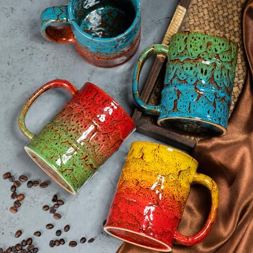 Coffee Mug,20 Oz Coffee Cups Ceramic Tea Cup Large Coffee Mug for Office and Home - Dishwasher and Microwave Safe Novelty Coffee Mug(1,Yellow and Red) - Image 4