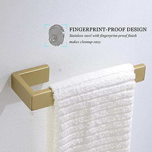 Gold Towel Bar Set 4 Pieces Bathroom Hardware Set Wall Mounted Stainless Steel,Towel Bar+Towel Holder+Towel Hook+Toilet Paper Holder,23.6 inch - Image 3