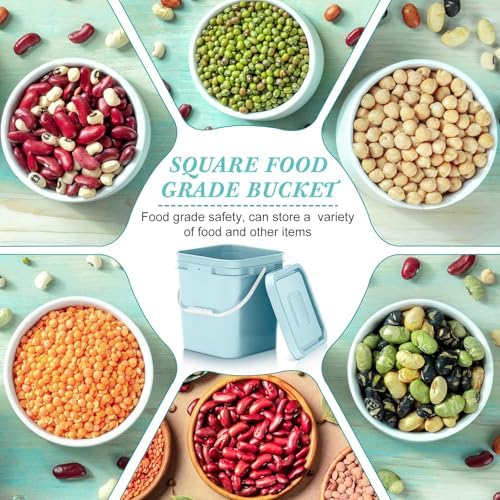 Mumufy 3 Pcs 3.5 Gallon Square Food Grade Bucket with Lid, Aqua - Image 4