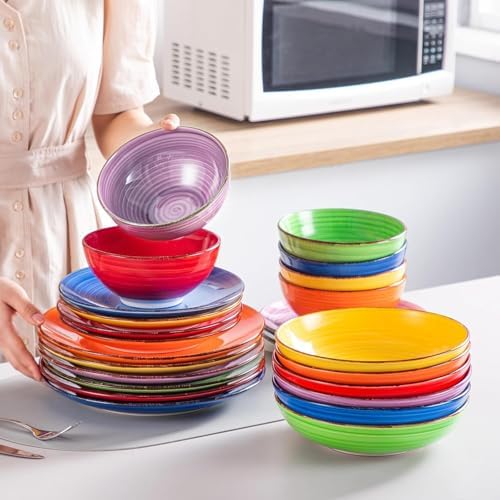 vancasso Bonita Dinnerware Sets, 24 Pieces Multicolor Stoneware Dinner Set - Image 5