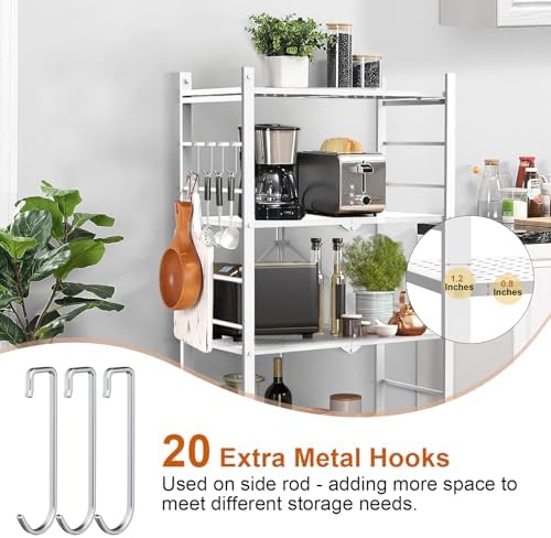 Himix 4-Tier Foldable Metal Storage Shelf with Wheels Kitchen White - Image 5