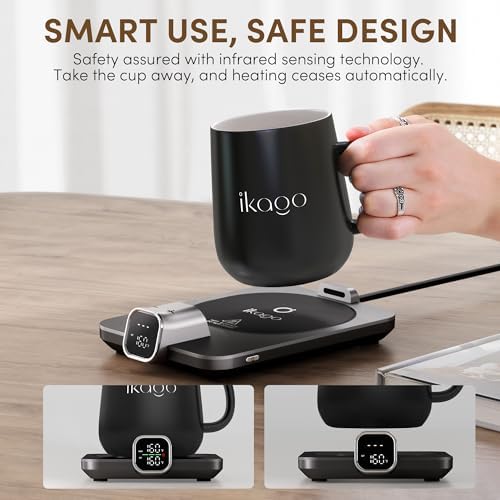 Coffee Cup Warmer & iKago Mug Set, 1℉ Precise Temp Control Mug Warmer - Image 4
