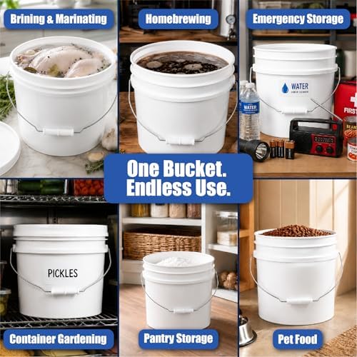 ePackageSupply 3.5 Gallon Bucket, Food-Grade w/Lid, BPA-Free, White, 1 Pack - Image 3