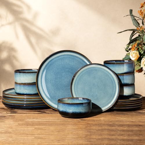 TheTerra Ceramic Dinnerware Set for 6, 18-Piece Plates and Bowls Set by TheTerra