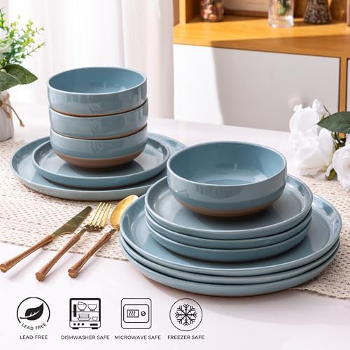 AmorArc Dinnerware Sets for 6, 18 Pieces Ceramic Plates and Bowls Set - Image 4