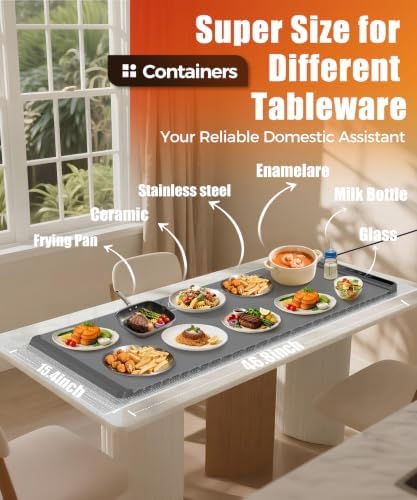 Warming Mat for Food, 46x15 Inch, Dark Grey, Fast Heat, Child Lock - Image 4