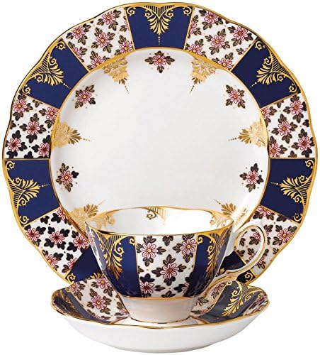 Royal Albert 100 Years 1900 (Teacup, Saucer & Plate 8"), REGENCY BLUE, 3-Piece by RoyalAlbert