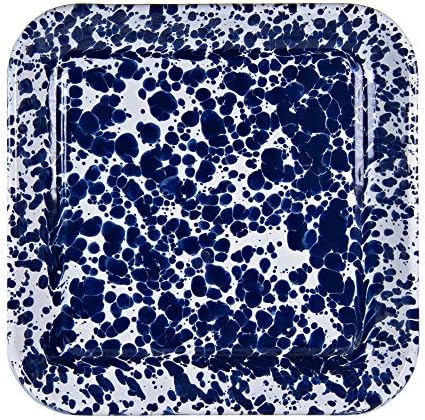 Golden Rabbit Enamelware Square Plates, 10.5 inch, Cobalt Swirl, Set of 2 - Image 2