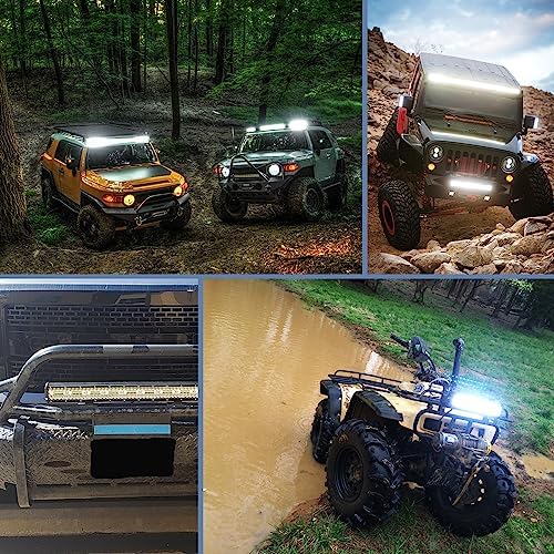 Nilight 20 Inch 420W Triple Row Flood Spot Combo 42000LM Light Bar Driving Boat Led Off Road Lights with Front License Plate Frame Bracket and Switch Wiring Harness Kit - Image 5