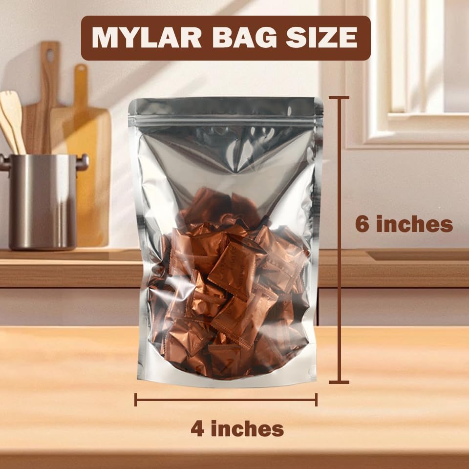 600-Pack Reclosable Small Mylar Bags for Food Storage 4" x 6" Stand Up Pouch Bags Bulk Resealable Smell Proof Aluminum Silver Foil Bags with Clear Window Kitchen Storage Edible Packaging - Image 4
