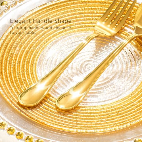 18/10 Stainless Steel Silverware Set for 8, 40 Piece Gold Flatware Set - Image 4