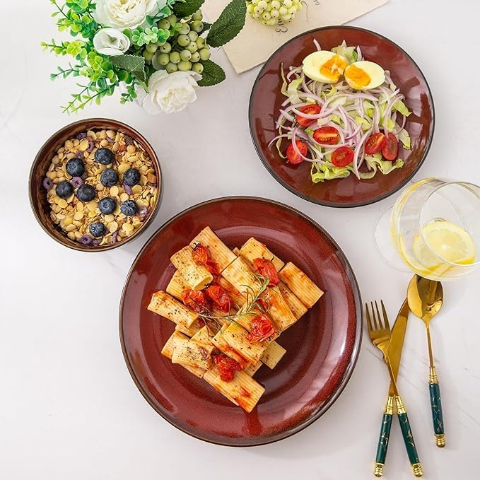 LeRatio Ceramic Dinnerware Sets for 6,18Pcs Porcelain Plates and Bowls Set - Image 3