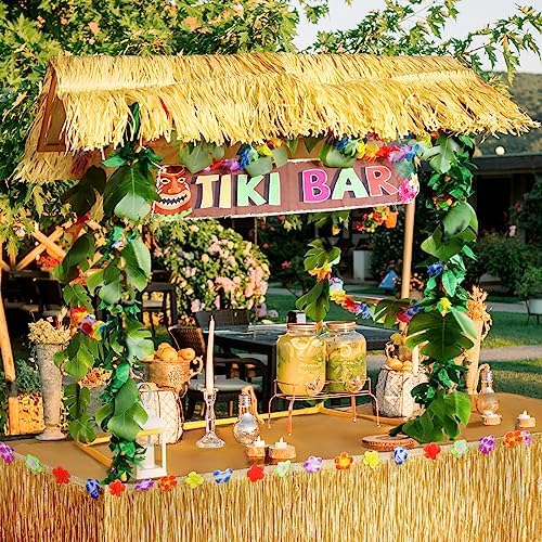 Auihiay 50PCS Tiki Bar Hut Kit, Tiki Hut Hawaiian Decoration Supplies - Image 4
