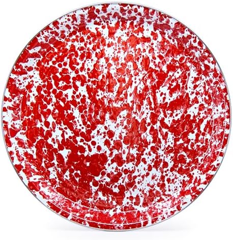 Golden Rabbit Enamelware Large Serving Tray, 20 inch, Red Swirl by GoldenRabbitEnamelware