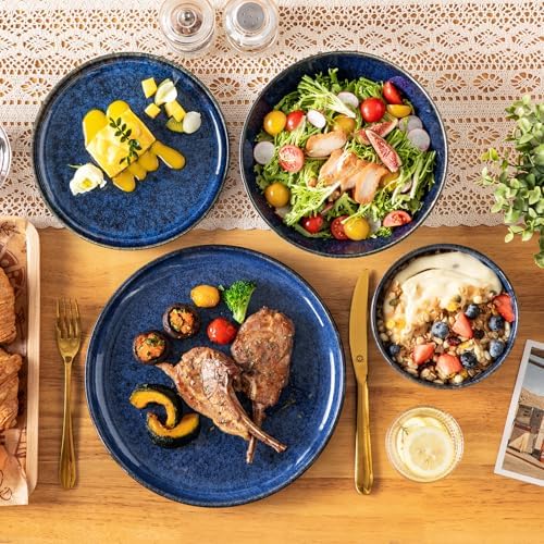 vancasso Starry Plates and Bowls Sets for 6, 24 Pieces Dinnerware Sets, Blue Reactive Glaze Dishes Sets for Kitchen, Scratch Resistant Stoneware Dishes Set, Dishwasher and Microwave Safe - Image 5