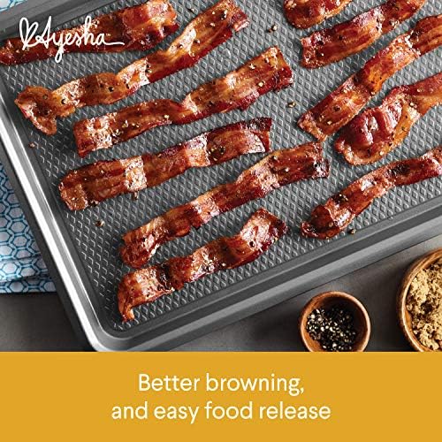 Ayesha Curry Nonstick Bakeware Set with Nonstick Bread Pan, Cookie Sheet, Baking Pan, Baking Sheet and Cake Pans - 6 Piece, SIlver - Image 3