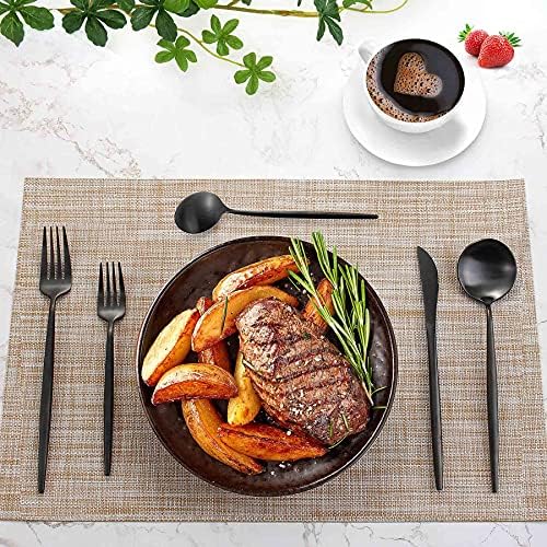 Matte Black Silverware Set for 4, IBIILII JEFF 20 Pieces Stainless Steel Flatware Set，Kitchen Utensil Set, Tableware Cutlery Set, Knife Spoons And Forks Set, Satin Finished Polished & Dishwasher Safe - Image 6