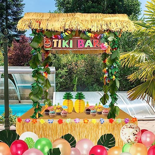 Auihiay 50PCS Tiki Bar Hut Kit, Tiki Hut Hawaiian Decoration Supplies - Image 5
